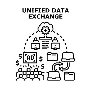 Unified data exchange and synchronized digital information network Stock Illustration