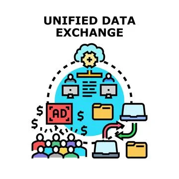 Unified data exchange and synchronized digital information network Stock Illustration