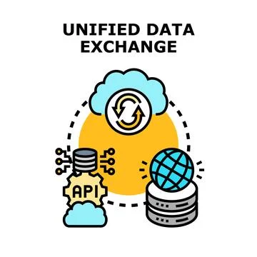 Unified data exchange integrating cloud api services Stock Illustration