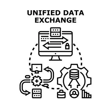 Unified data exchange system and digital integration Ilustração Stock