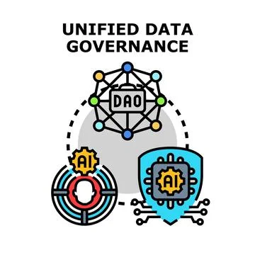 Unified data governance connecting data, security and artificial intelligence Stock Illustration