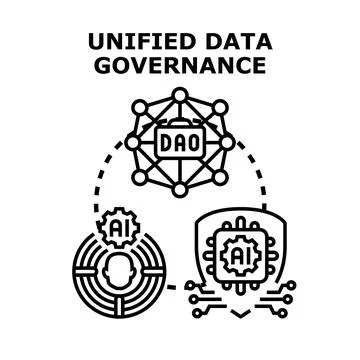 Unified data governance connecting data, security and artificial intelligence Stock Illustration