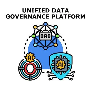 Unified data governance platform connecting ai and dao 스톡 일러스트