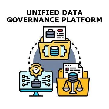 Unified data governance platform controlling information strategy 스톡 일러스트