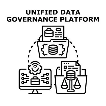 Unified data governance platform controlling information strategy 스톡 일러스트