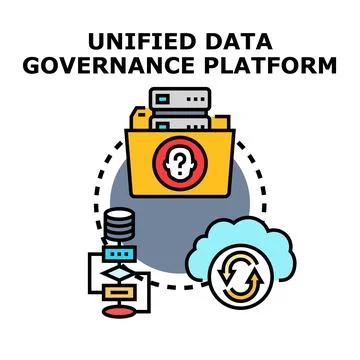 Unified data governance platform managing digital information Stock Illustration