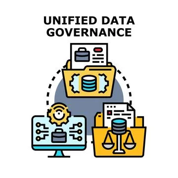Unified data governance system concept Stock Illustration