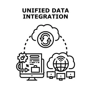 Unified data integration concept and global digital networking Stock Illustration