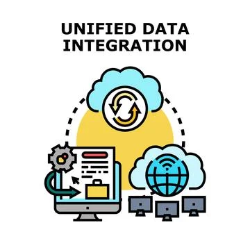 Unified data integration concept and global digital networking Stock Illustration