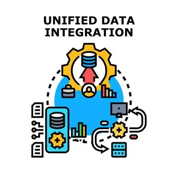 Unified data integration concept for information management system Stock Illustration