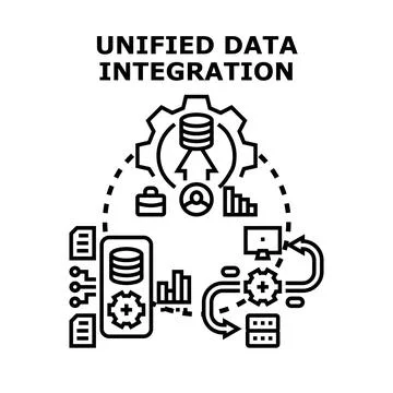 Unified data integration concept for information management system Stock Illustration