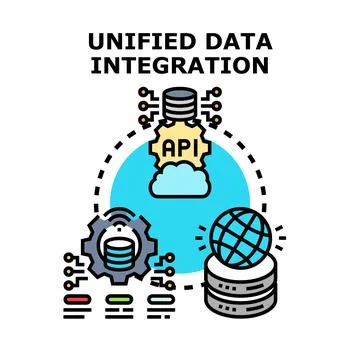 Unified data integration connecting global information resources Stock Illustration