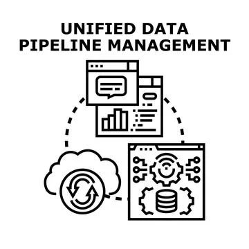 Unified data pipeline management concept vector illustration Stock Illustration
