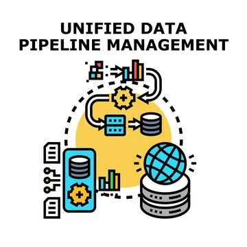 Unified data pipeline management system processing information Stock Illustration