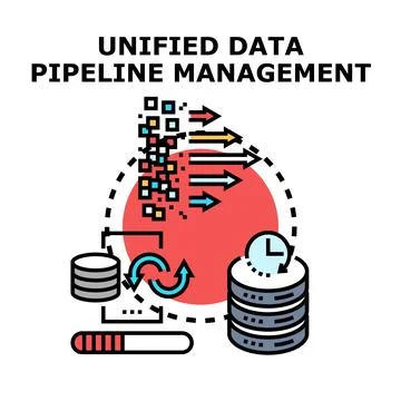 Unified data pipeline management system concept Stockillustratie