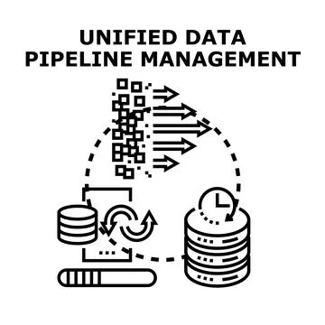Unified data pipeline management system concept Stock Illustration