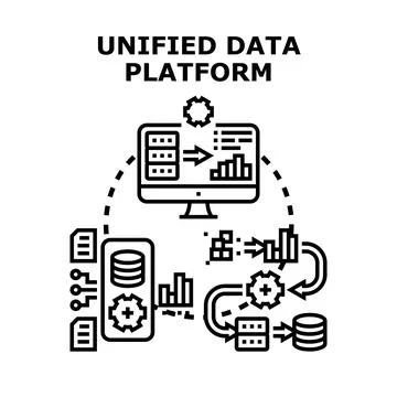 Unified data platform for business analytics and management Stock Illustration