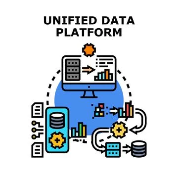 Unified data platform for business analytics and management Stock Illustration
