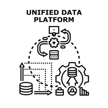 Unified data platform processing information and analytics Illustrazione stock