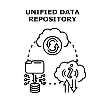 Unified data repository concept illustration for digital management Stock Illustration