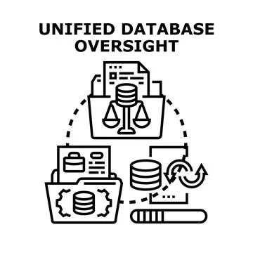Unified database oversight managing data compliance and processes Stock Illustration