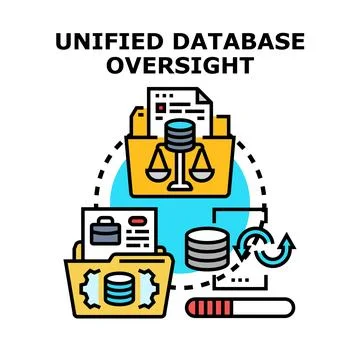 Unified database oversight managing data compliance and processes Stock Illustration