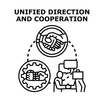 Unified direction and cooperation between humans and technology Ilustração Stock