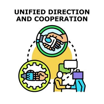 Unified direction and cooperation between humans and technology Stock Illustration