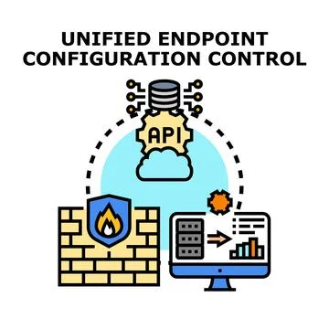 Unified endpoint configuration control managing network security Stock Illustration