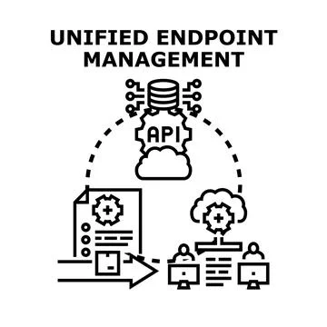 Unified endpoint management automating digital device administration Stock Illustration