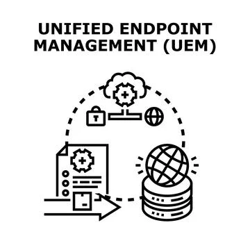 Unified endpoint management concept securing devices Illustrazione stock