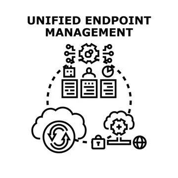 Unified endpoint management system connecting cloud devices 스톡 일러스트
