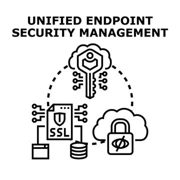 Unified endpoint security management system concept Stock Illustration