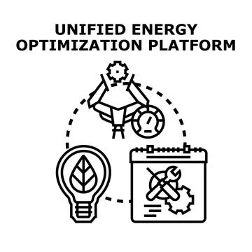 Unified energy optimization platform managing sustainable consumption Illustrazione stock