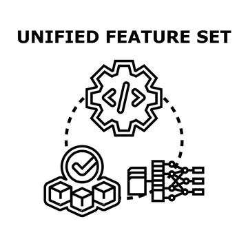 Unified feature set concept for data development Illustrazione stock