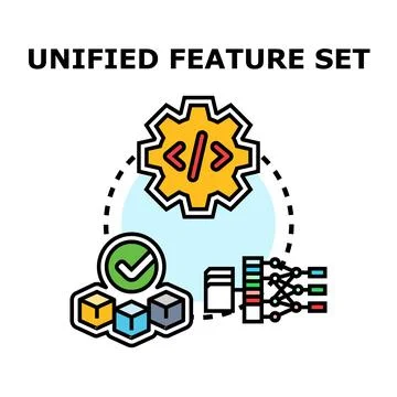 Unified feature set concept for data development Stock Illustration