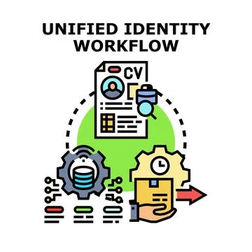 Unified identity workflow concept for digital management Stock Illustration