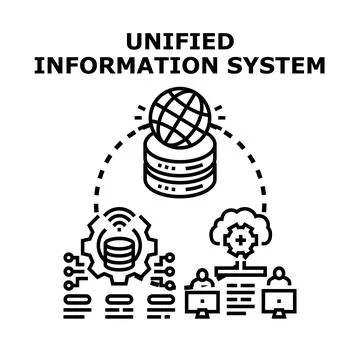 Unified information system integrating data and global network 스톡 일러스트