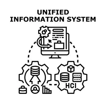 Unified information system integrating data and processes Stock-Illustration