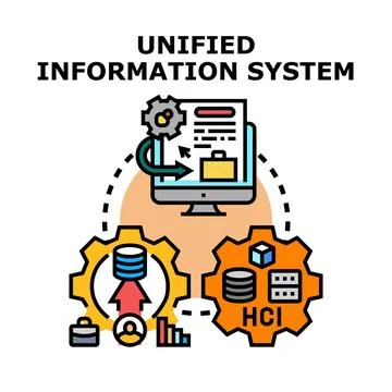 Unified information system integrating data and processes Stock-Illustration