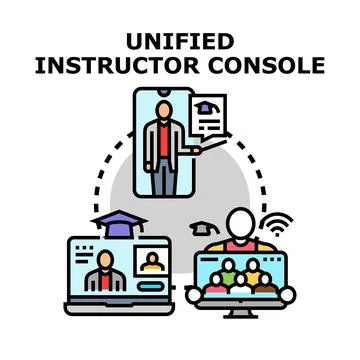 Unified instructor console managing online education and e learning platforms Illustrazione stock