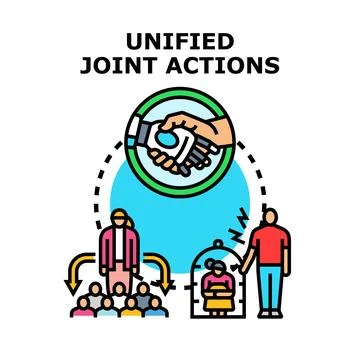 Unified joint actions concept for problem solving Stockillustratie