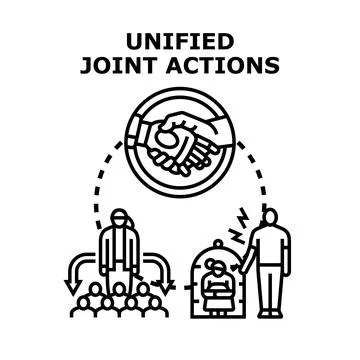 Unified joint actions concept for problem solving Ilustração Stock