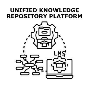 Unified knowledge repository platform centralizing structured data, learning  Stock Illustration