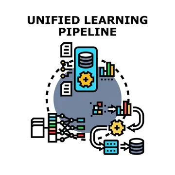 Unified learning pipeline process for data analysis Stock Illustration