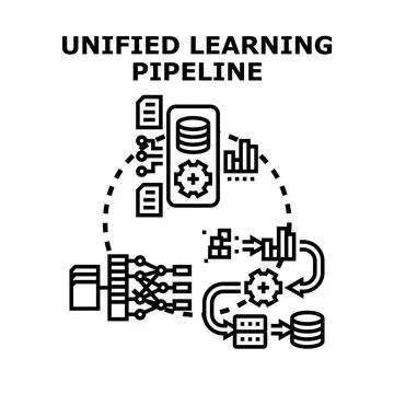 Unified learning pipeline process for data analysis Stock Illustration