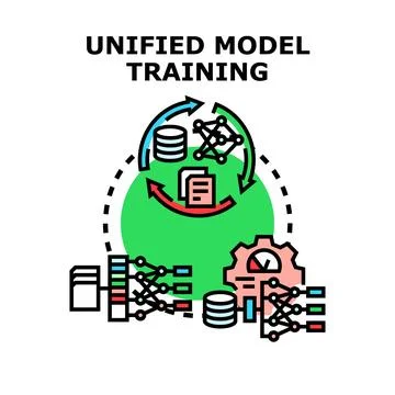 Unified model training concept performing data processing Stock Illustration