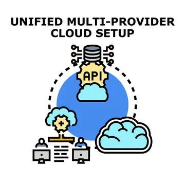 Unified multi provider cloud setup icon Stock Illustration
