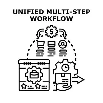 Unified multi step workflow business process development Stock Illustration