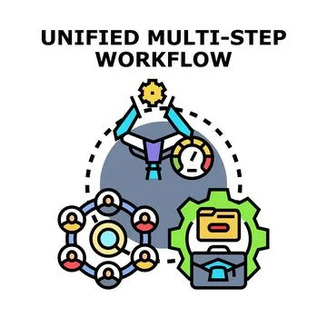 Unified multi step workflow optimizing business processes Stock Illustration